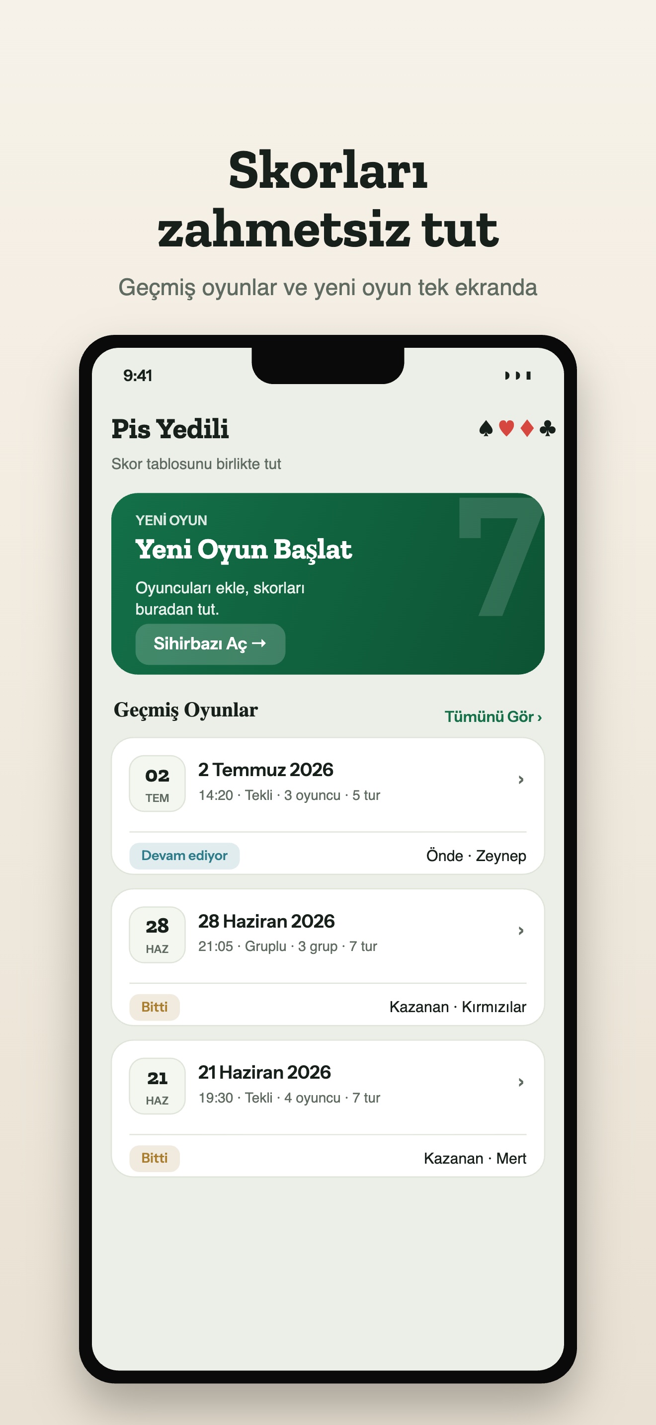 Son oyunlarla ana ekran