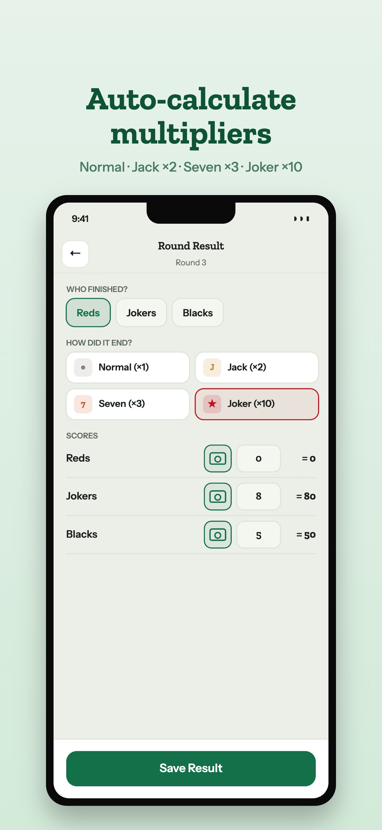 Finish-round panel with multipliers