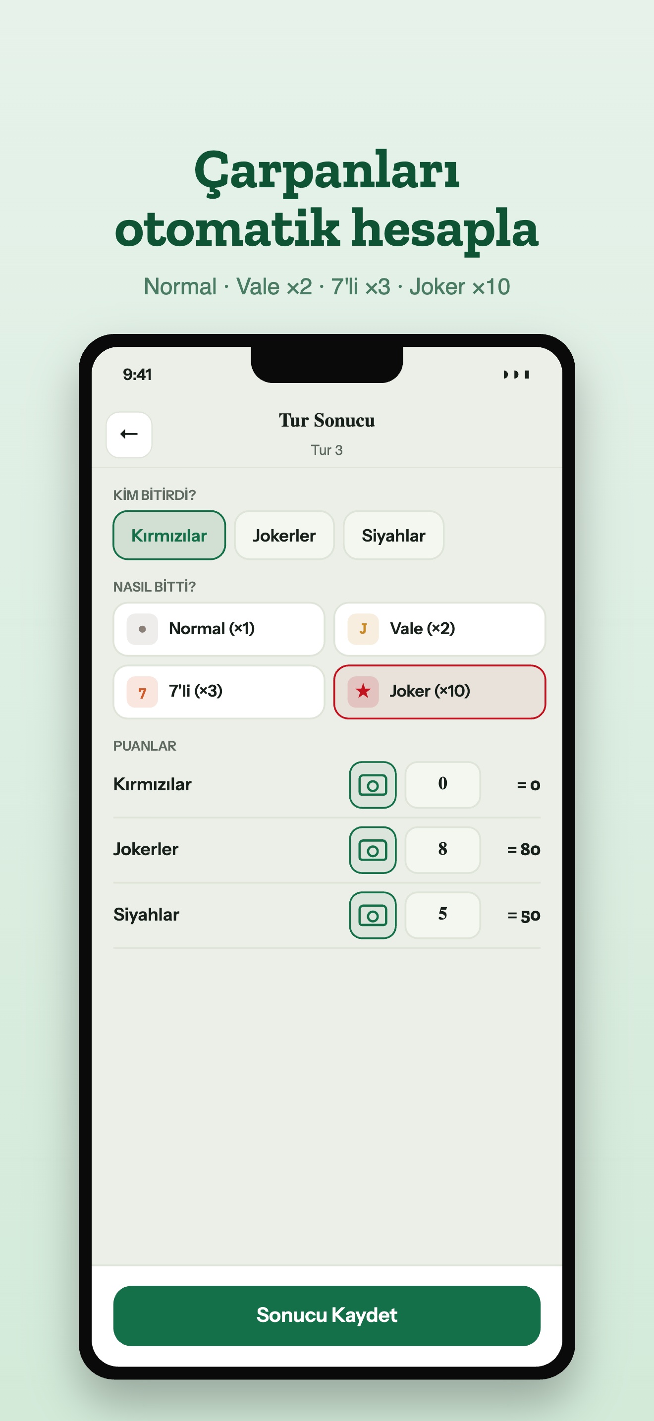 Çarpanlı turu bitirme paneli